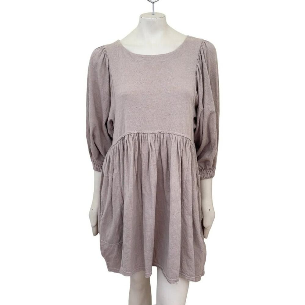 FREE PEOPLE BEACH Get Obsessed Babydoll Dress in Sand  Oversized fit  SZ XS